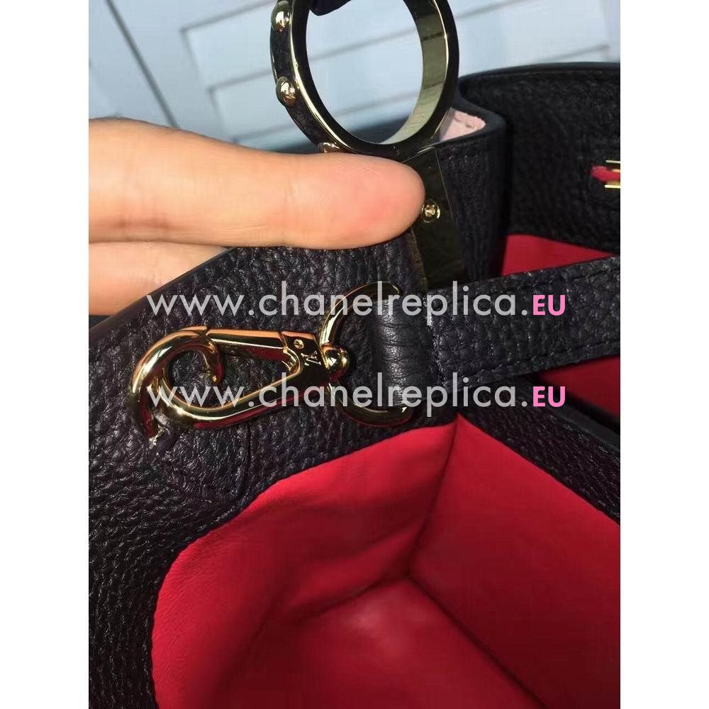 Louis Vuitton Taurillon Capucines Caviar Leather Trim Bag Black M42924