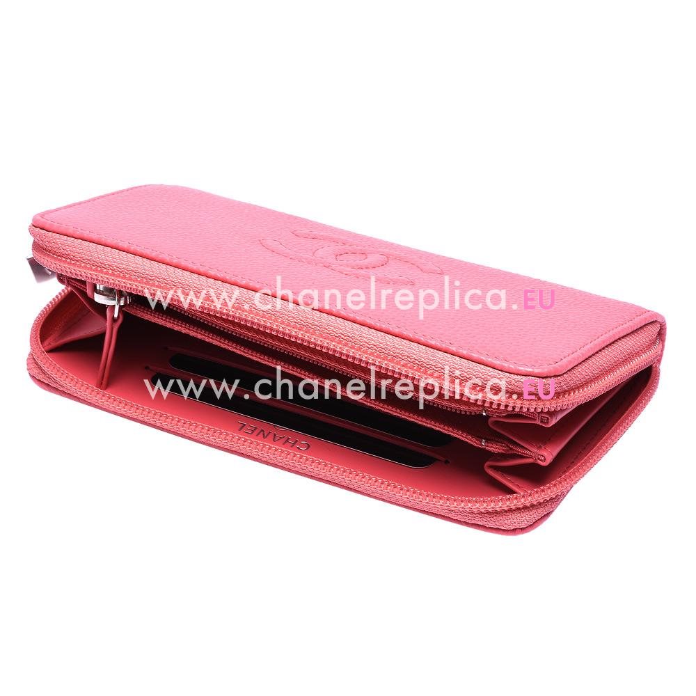 Chanel Caviar Leather CC Logo Wallet Pink C664015