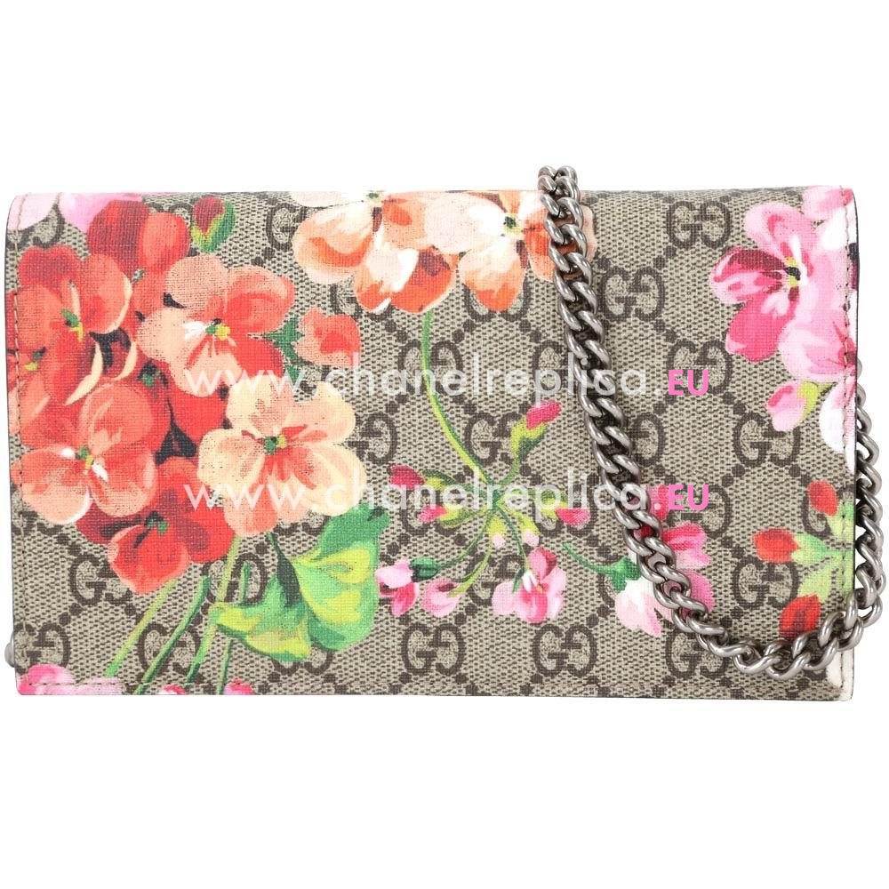 Gucci Blooms GG Supreme Calfskin Flower Handle Bag In Dark Pink G595239
