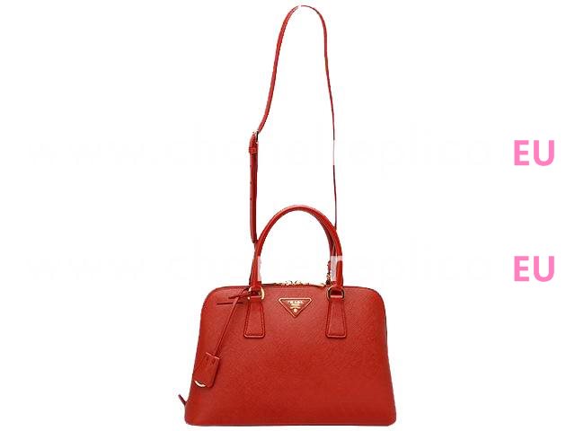 Prada Lux Saffiano Classic Triangle Logo Cowhide Handle/Shoulder Bag Red P415570