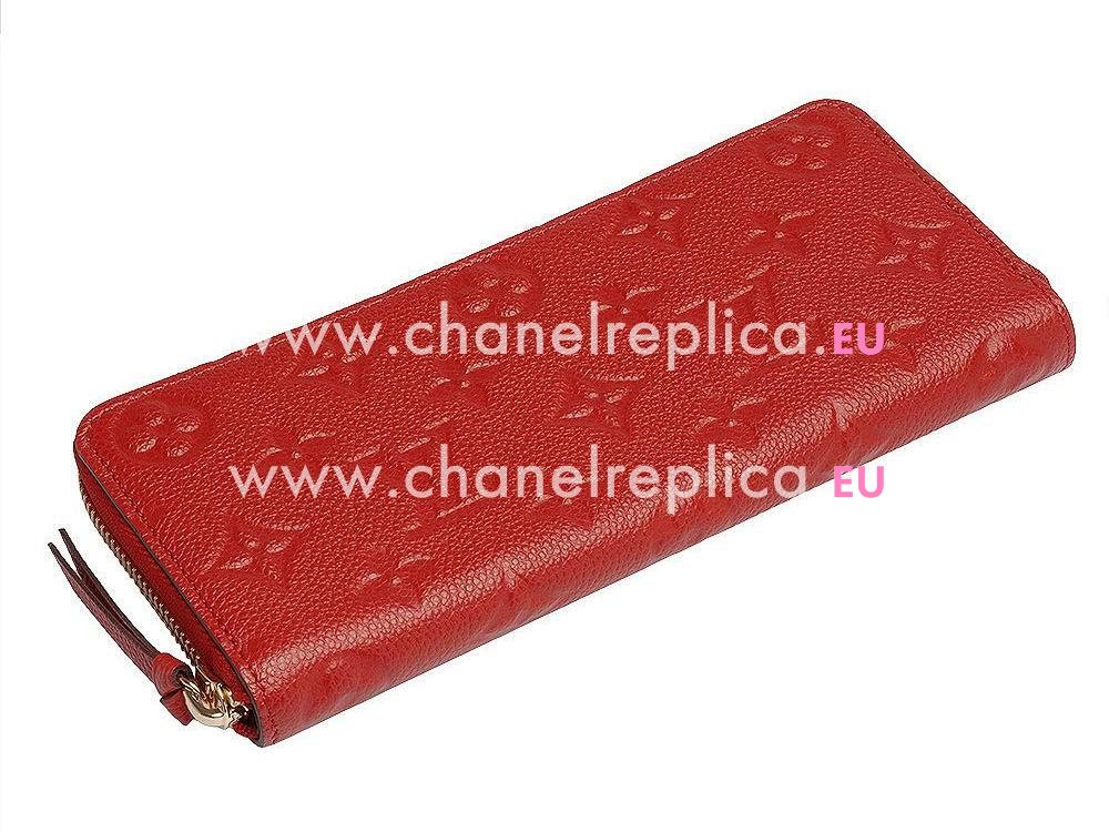 Louis Vuitton Monogram Empreinte Clemence Wallet Cherry M60169