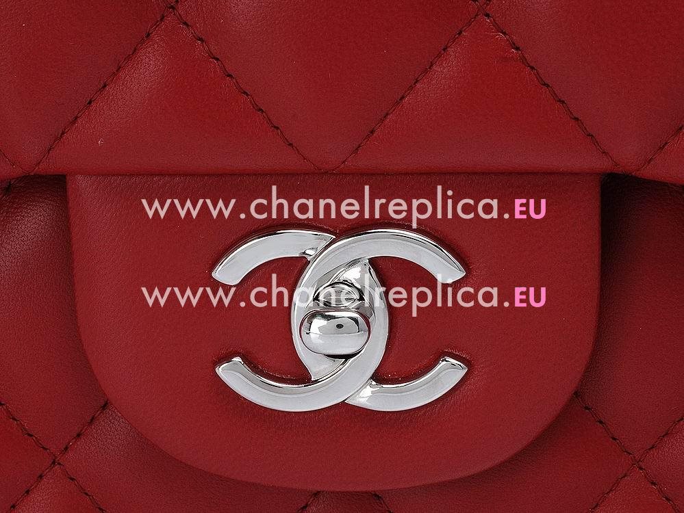 Chanel Lambskin Jumbo Double Flap Bag RED(Silver) A58600RLD