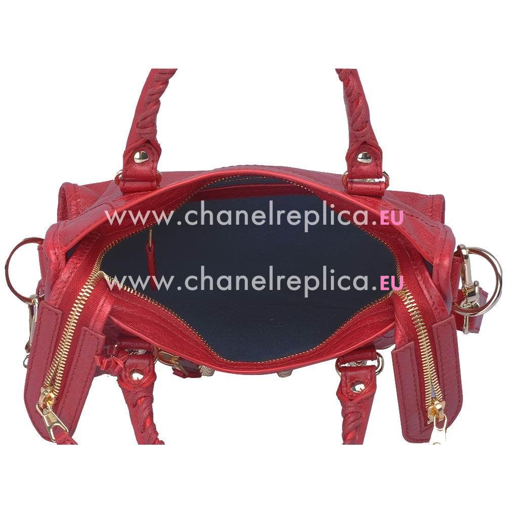 Balenciage City Lambskin Gold hardware Classic Mini Bag Poppy Red B4545115