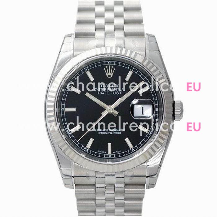 Rolex Datejust Automatic 36mm Stainless Steel Watch Black R116234-2