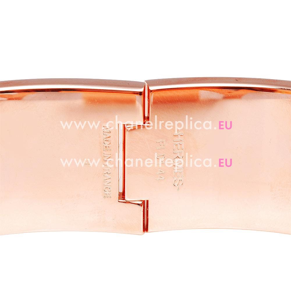 Hermes Medium Enamelled Click H Logo Bracelet Rose Gold/ Pink HE52595