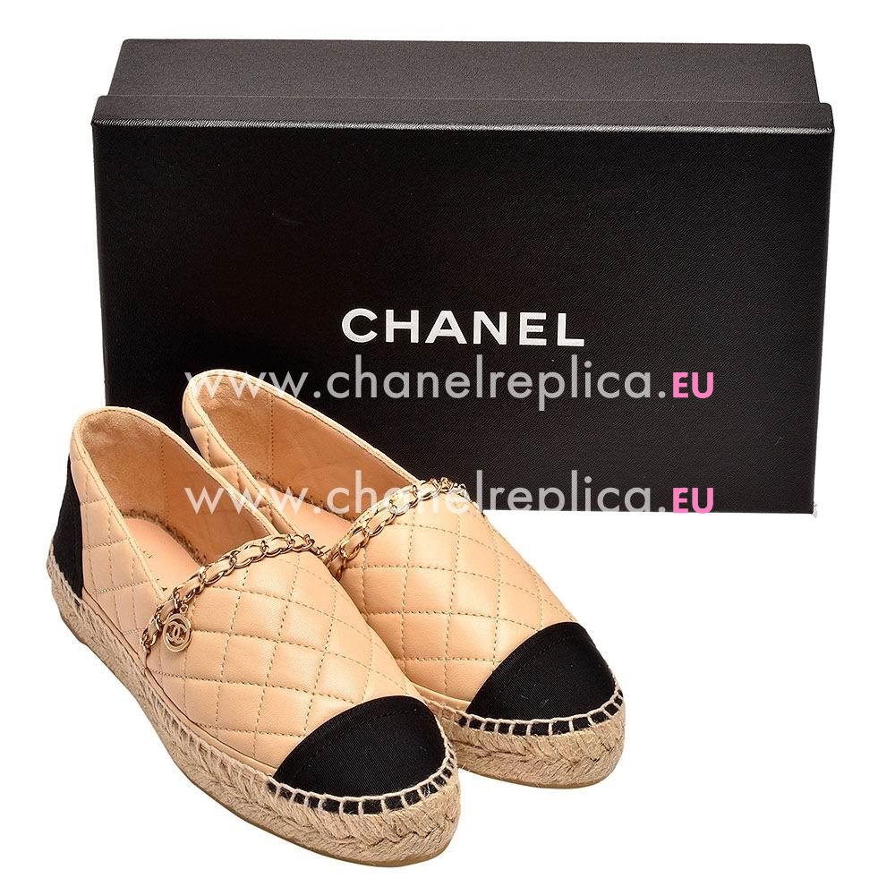 Chanel Espadrilles Lambskin/Tussores Pencil Shoes (CamelXBlack) AS686310