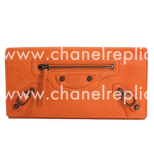 Balenciaga Giant Money Lambskin Aged Brass Hardware Wallets Orange B2055131