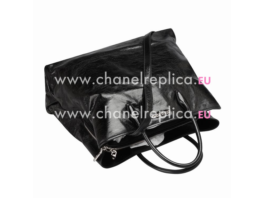 Miu Miu Vitello Shine Calfskin Handbag In Black RN1001