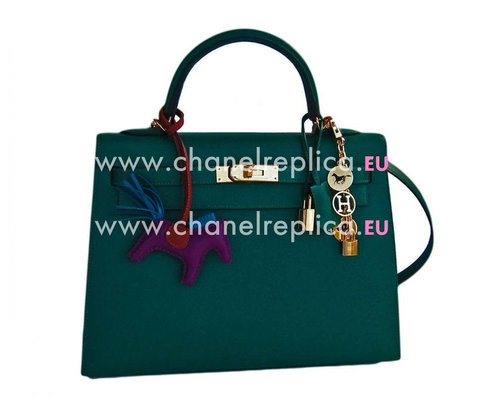 Hermes Kelly 32cm Emerald Green Epsom Leather Sellier Handbag GHW Handbag Hk1032WGW