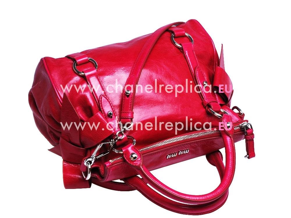 Miu Miu Vitello Lux Calfskin Bow Bag Peach Red MU5551