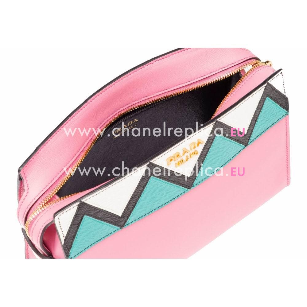 Prada Esplanade Calf/Saffiano Leather Shoulder Bag Begonia Pink P1BH0494