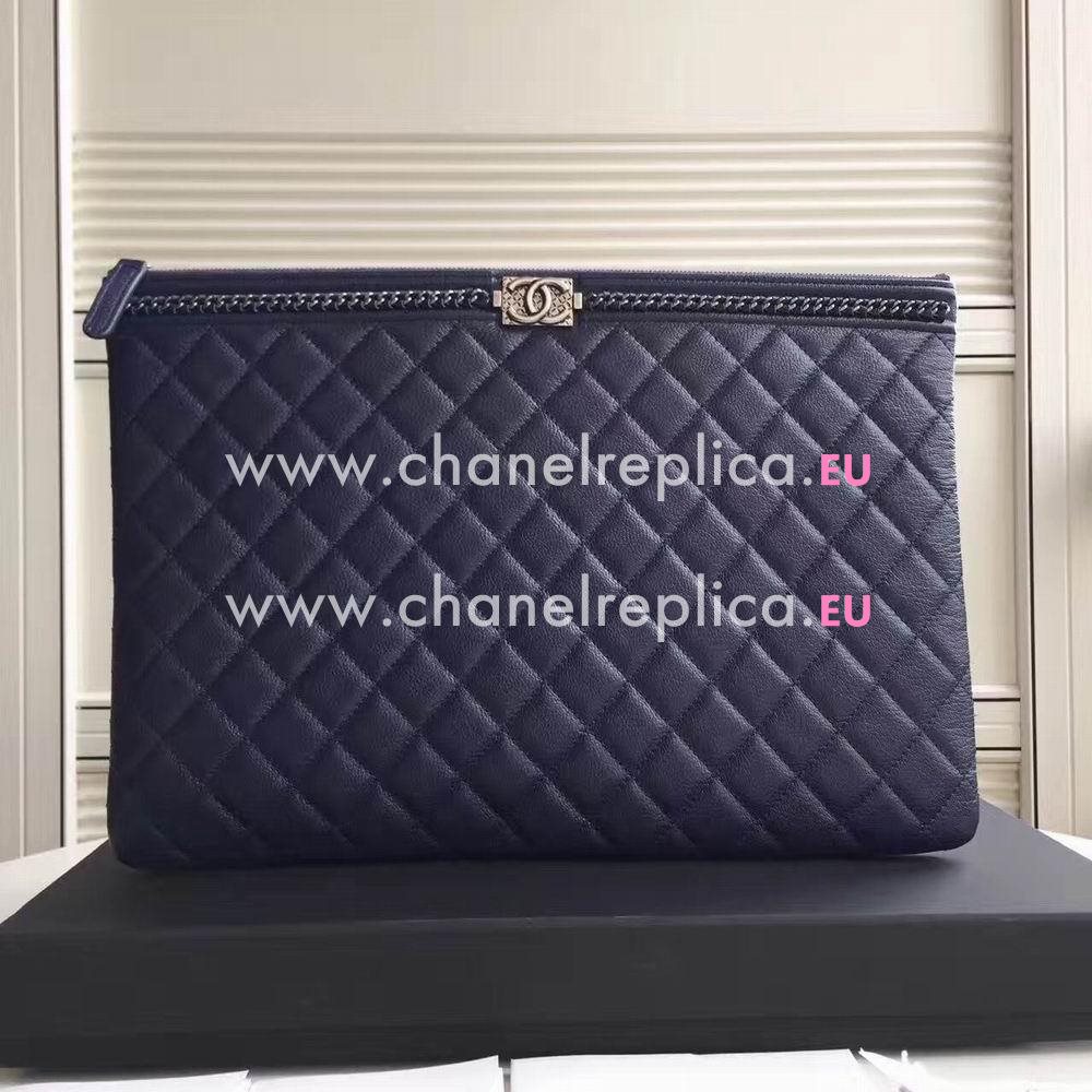 Chanel Calfskin Wallet Dark Blue C6120517