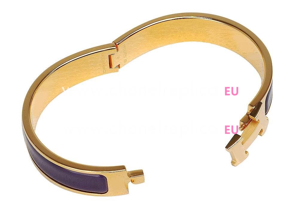 Hermes Click H Logo Enamelled Bracelet Rose Purple & Gold H58965