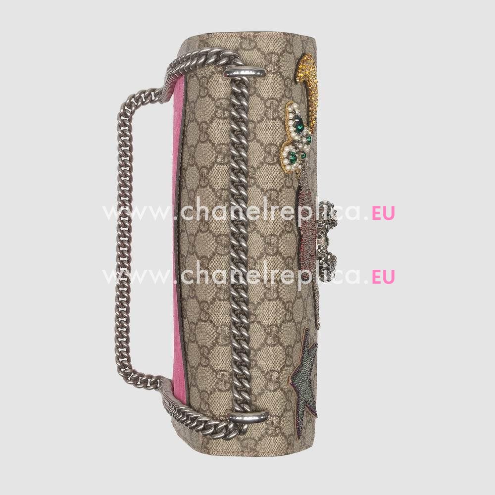 Gucci Dionysus embroidered GG Supreme Canvas shoulder bag Pink Style 403348 K2LMN 9759