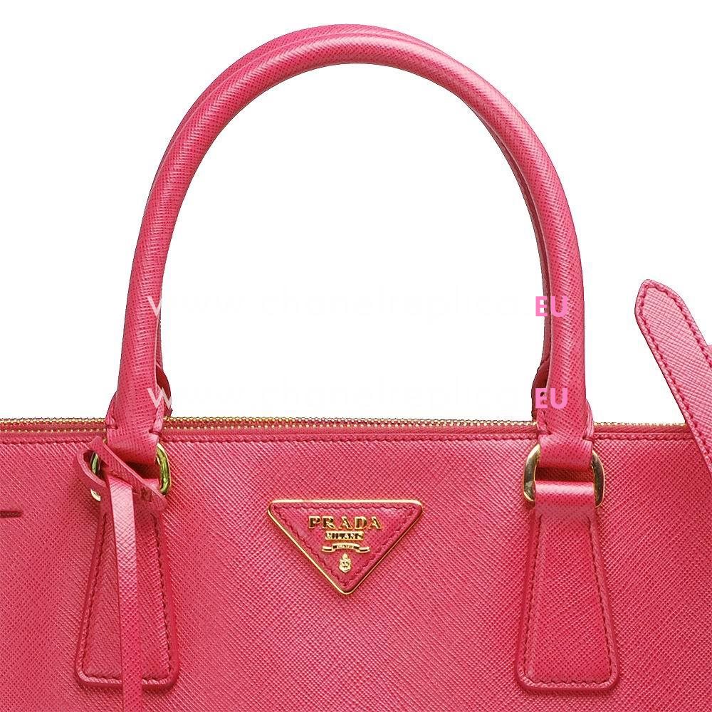 Prada Saffiano Cowhide Lady Large Shopping Tote Bag Peach Red PR586E14