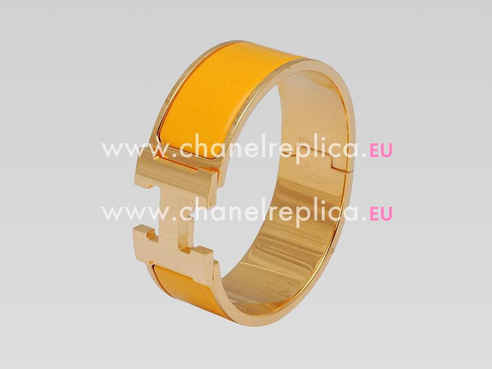Hermes Click Clack&Gold Bracelet In Yellow H50188
