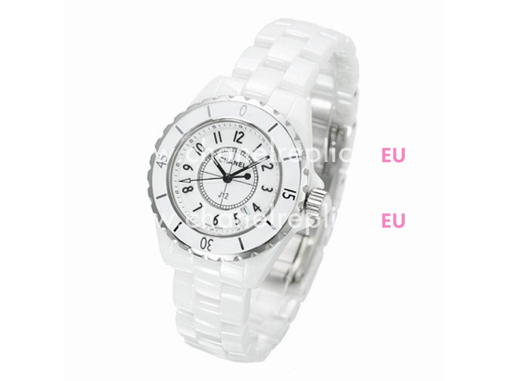 Chanel J12 White Ceramic & Steel Quartz Ladies Watch H0968