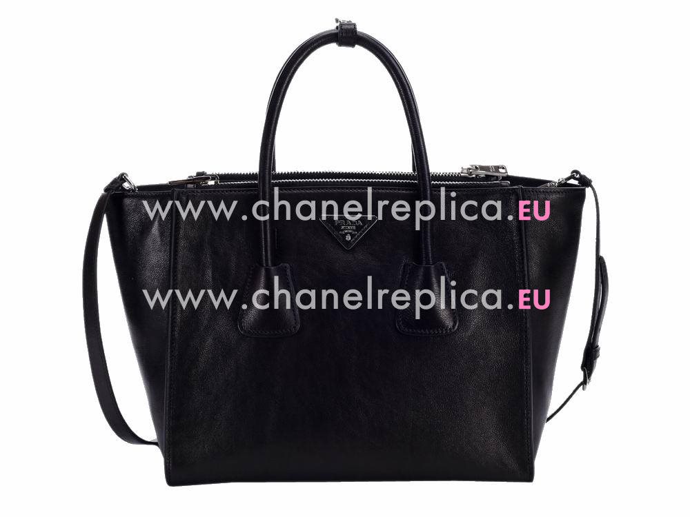 Prada Glace Calfskin Triangle Logo Handhand Black P467348