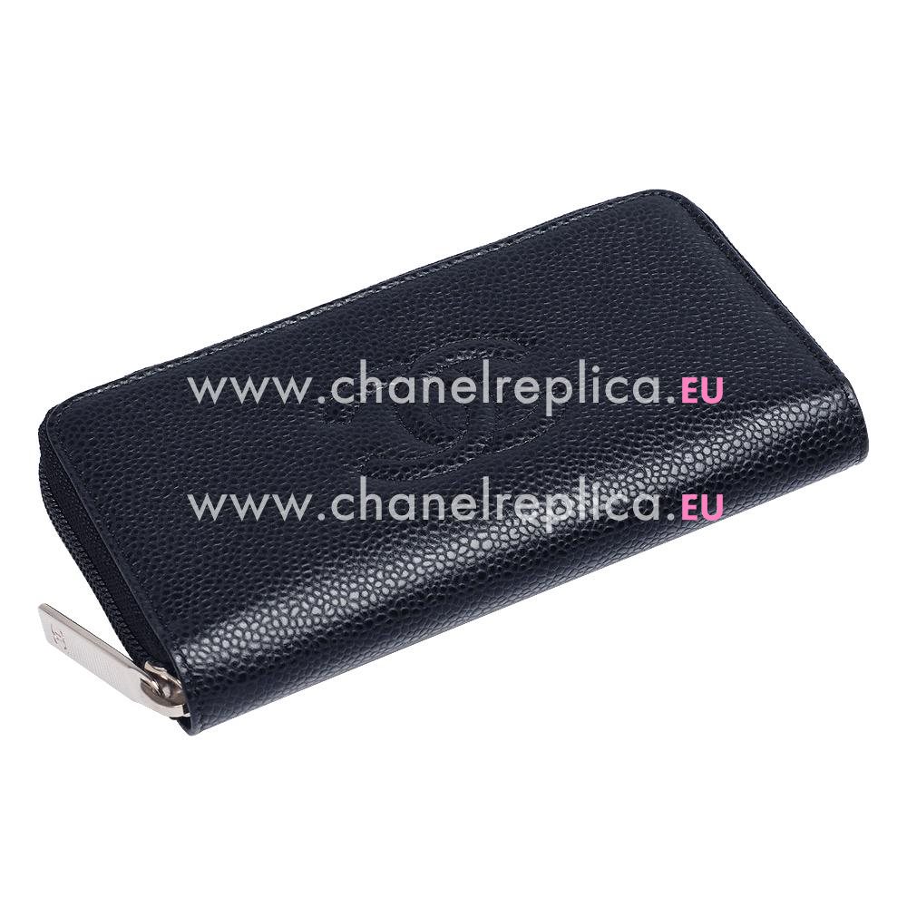 hanel Caviar Leather CC Logo Wallet Black C616B77