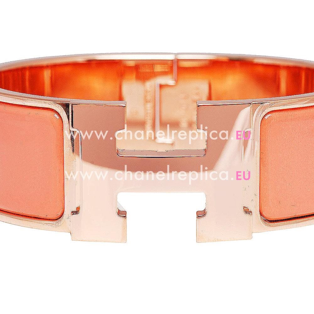 Hermes Medium Enamelled Click H Logo Bracelet Rose Gold/ Pink HE52595