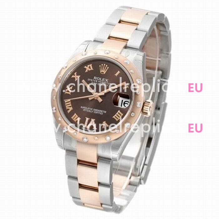 Rolex Datejust Automatic 37mm 18K Rose Gold Stainless Steel Watch Chocolate R178341