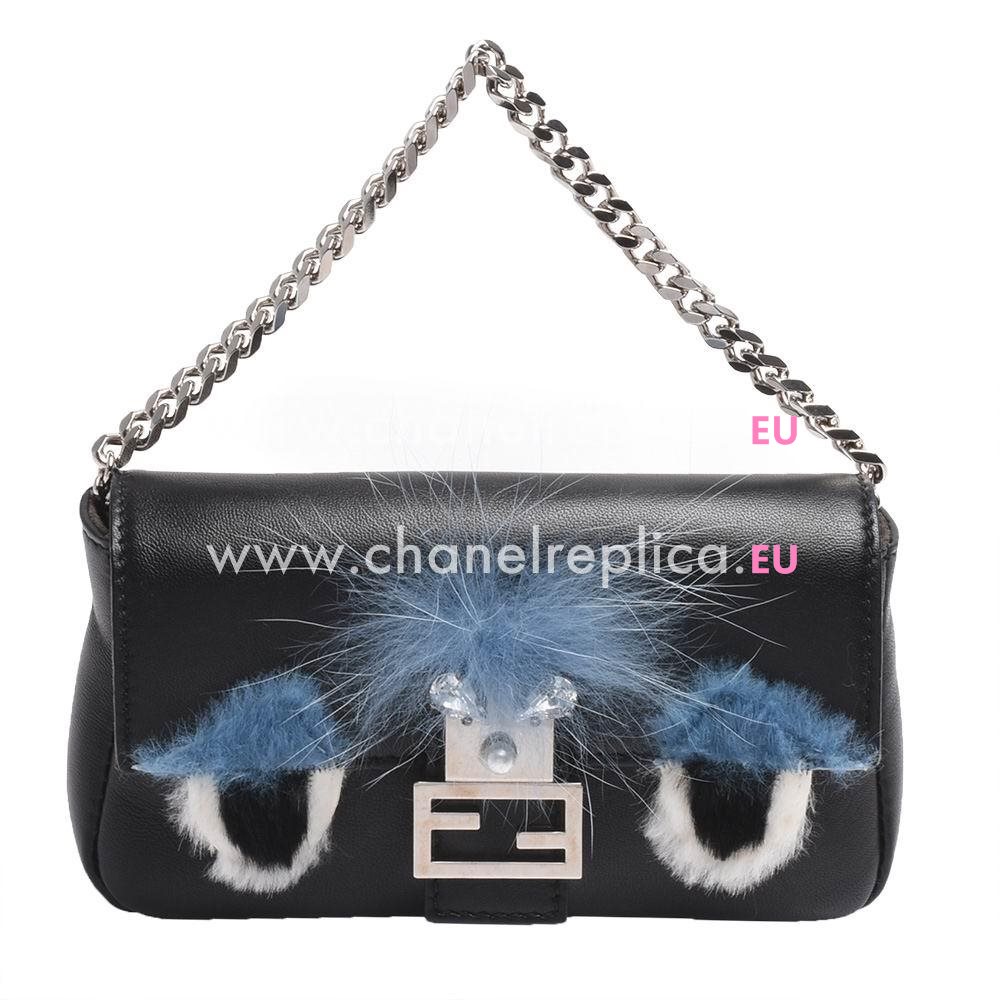 FENDI Micro Baguette Calfskin Mini Bag Black F1548657