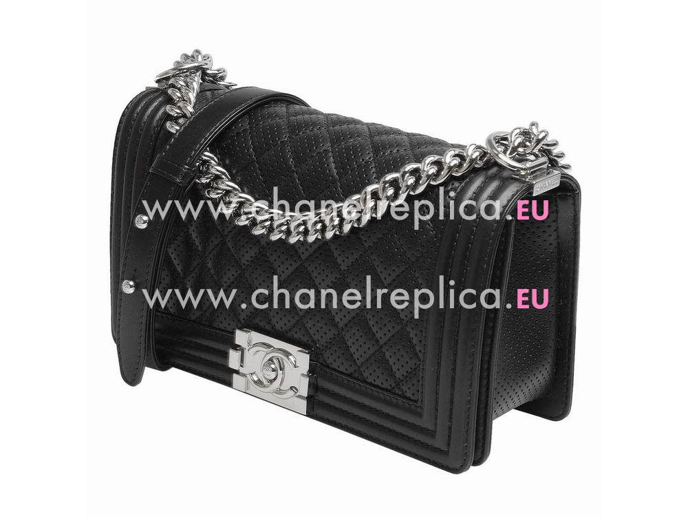 Chanel Classic Medium Size Calfskin Boy Bag In Black A56565