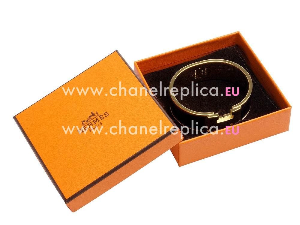 Hermes Medium Click H Logo Enamelled Bracelet Gold/Black HE58480