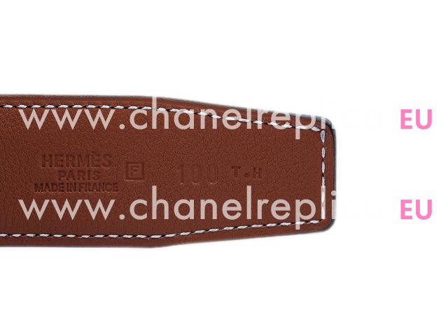 Hermes Gold H Buckle Black-Brown Calfskin Leather Two-sided Belt HB22145