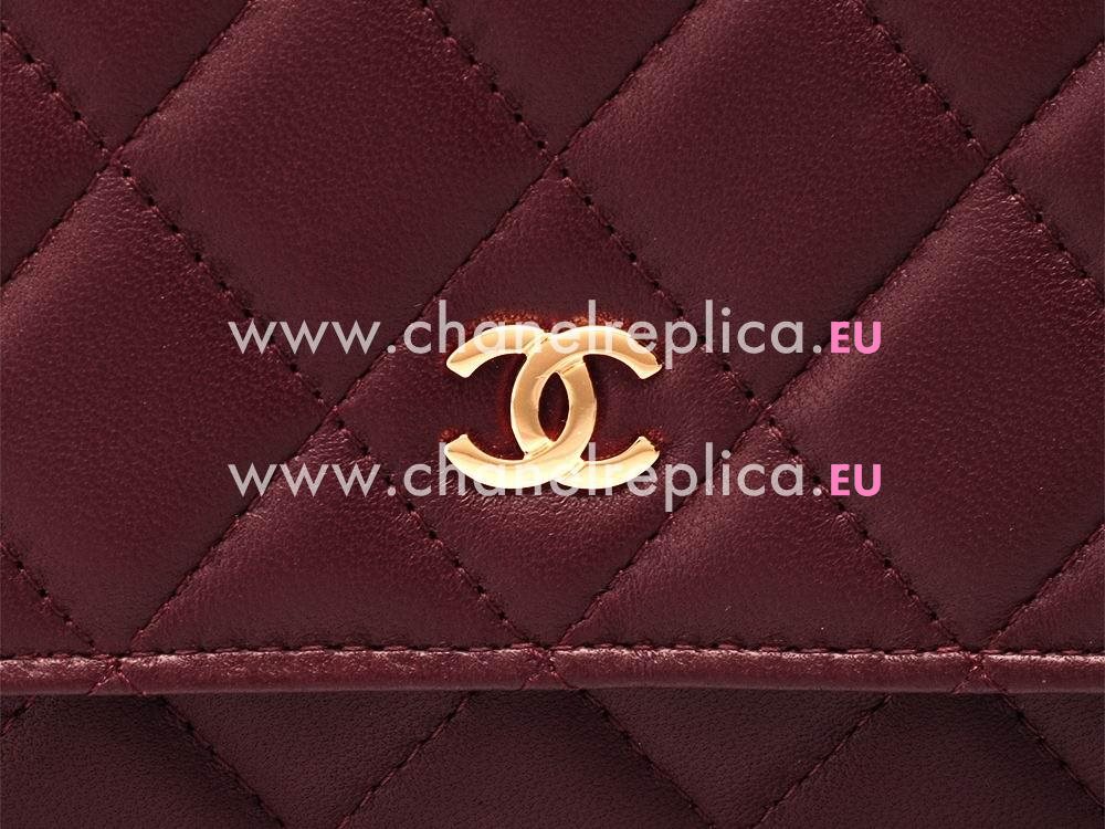 Chanel Lambskin Gold Chain CC Woc Flap Bag In Red A33814DABL