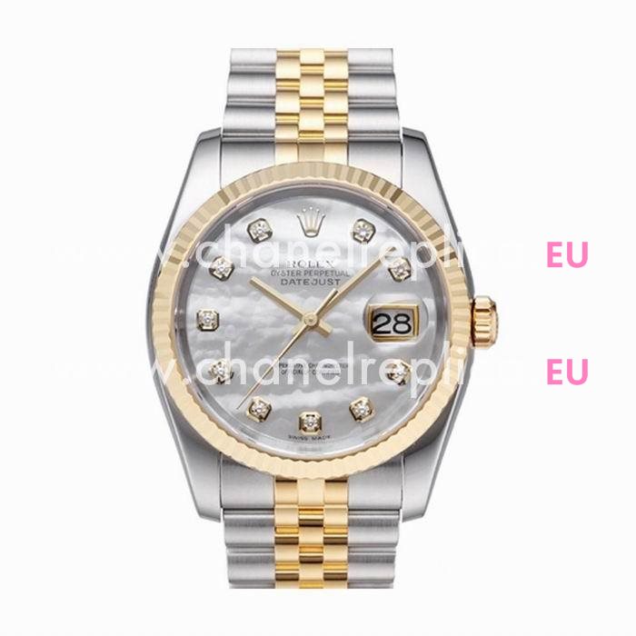 Rolex Datejust Automatic 37mm 18K Gold Stainless Steel Watch Silvery R116233-11