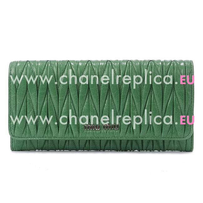 Miu Miu Matelassé Nappa Wallet In Green MM5199168