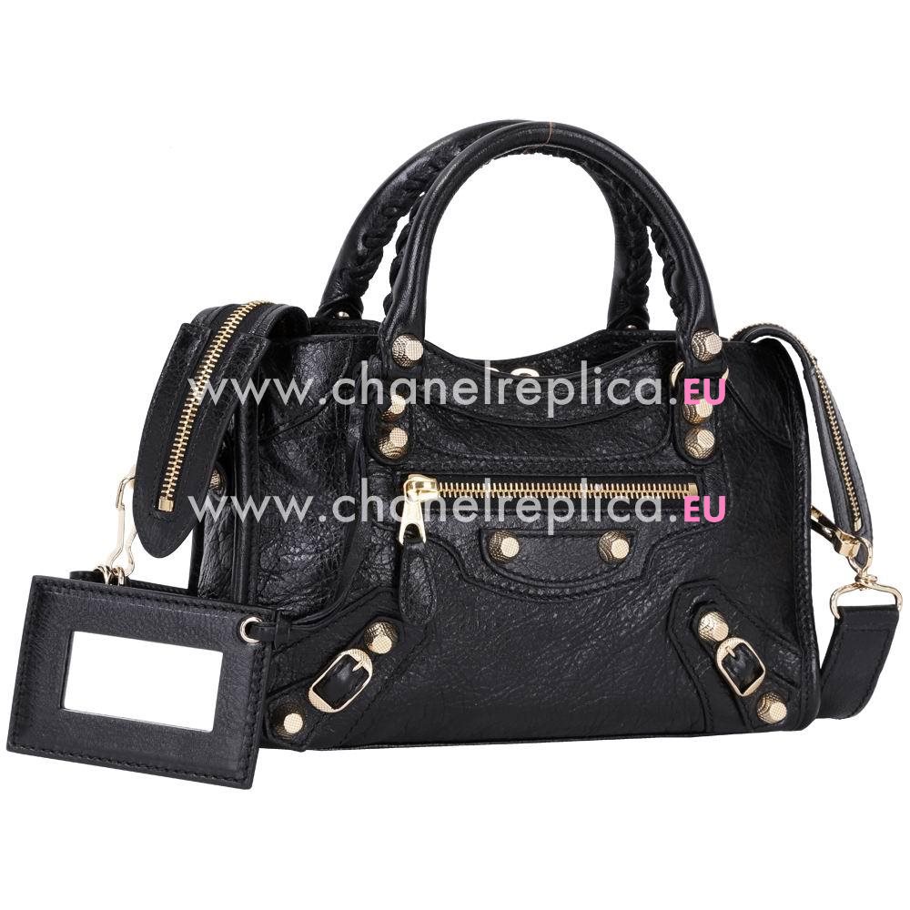 Balenciage City Lambskin Gold hardware Classic Mini Bag Black B2055026