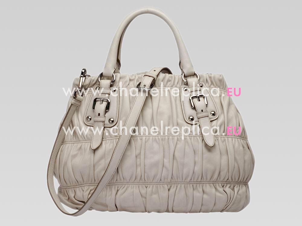 Prada Nappa Gaufre Lambskin Handbag In Beige P466393