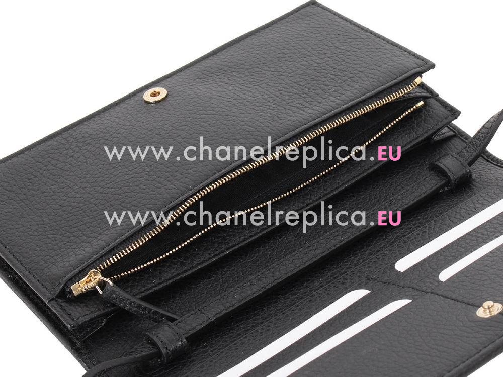 Gucci Classic GG Calfskin Leather Clutch In Black G368231