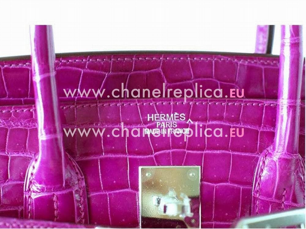 Hermes Birkin 35 Porosus Crocodile Rose Scheherazade Palladium Hand Sew H1035PPU