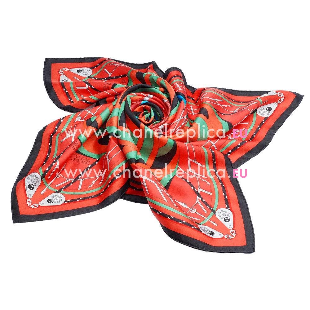 Hermes Spinnakers Sea Sailing Ship Soie Silk Scarf Red H6102833