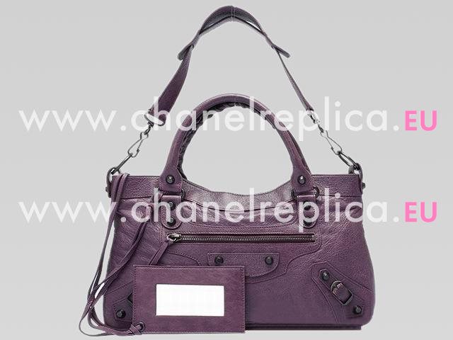 Balenciaga First Top Lambskin Leather Bag In Purple 103208PUR