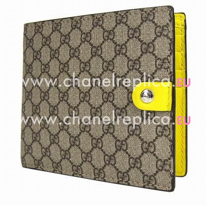 Gucci Classic GG Logo PVC Leather Wallet In Khaki Yellow G7041108
