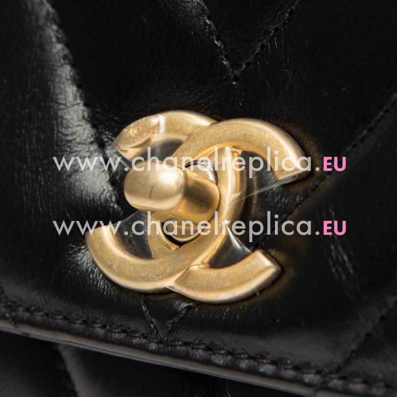 Chanel Calfskin V Small Coco Handle Anti- Gold Hardware Black A92990BLKGPV