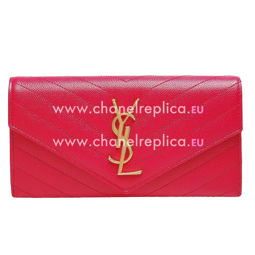 YSL Monogram Caviar CalfskinWallets In Red YSL5754181