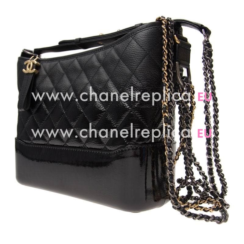 Chanel Gabrielle Two-tone Chain Patent Leather Shouldbag In Black A93824VBLKGP