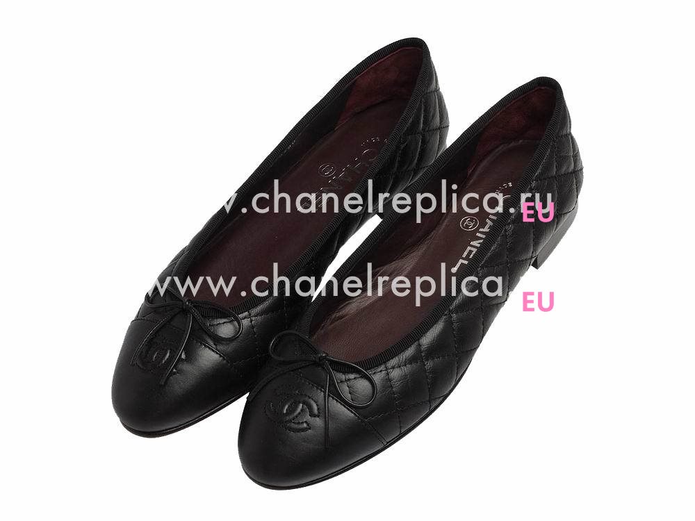 Chanel Double CC Lambskin Campon Bowknot Shoes Black G02819