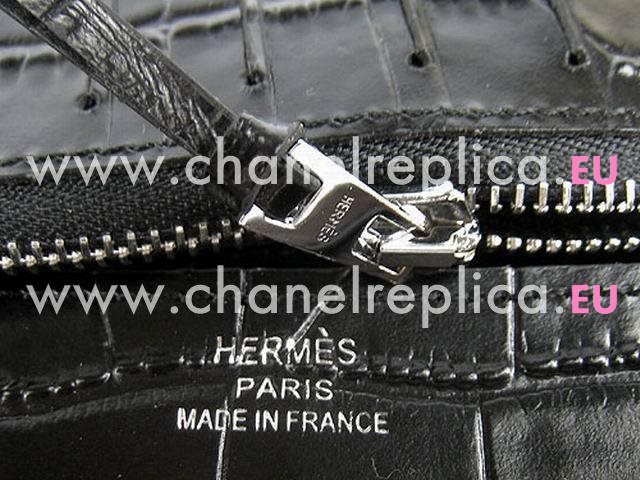 Hermes Dogon Togo Leather Wallet Black Crocdile-2 HL.001G