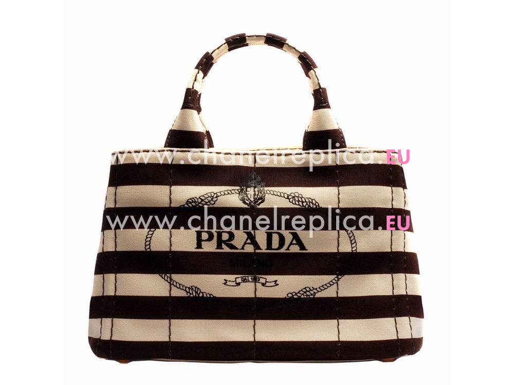 Prada Denim Canapa Stampata Triangle Logo Small Bag Brown BN58890