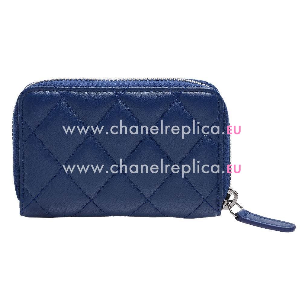 Chanel Classic Goatskin Silvery CC Logo Rhombus Change Purse RoyalBlue C6111108