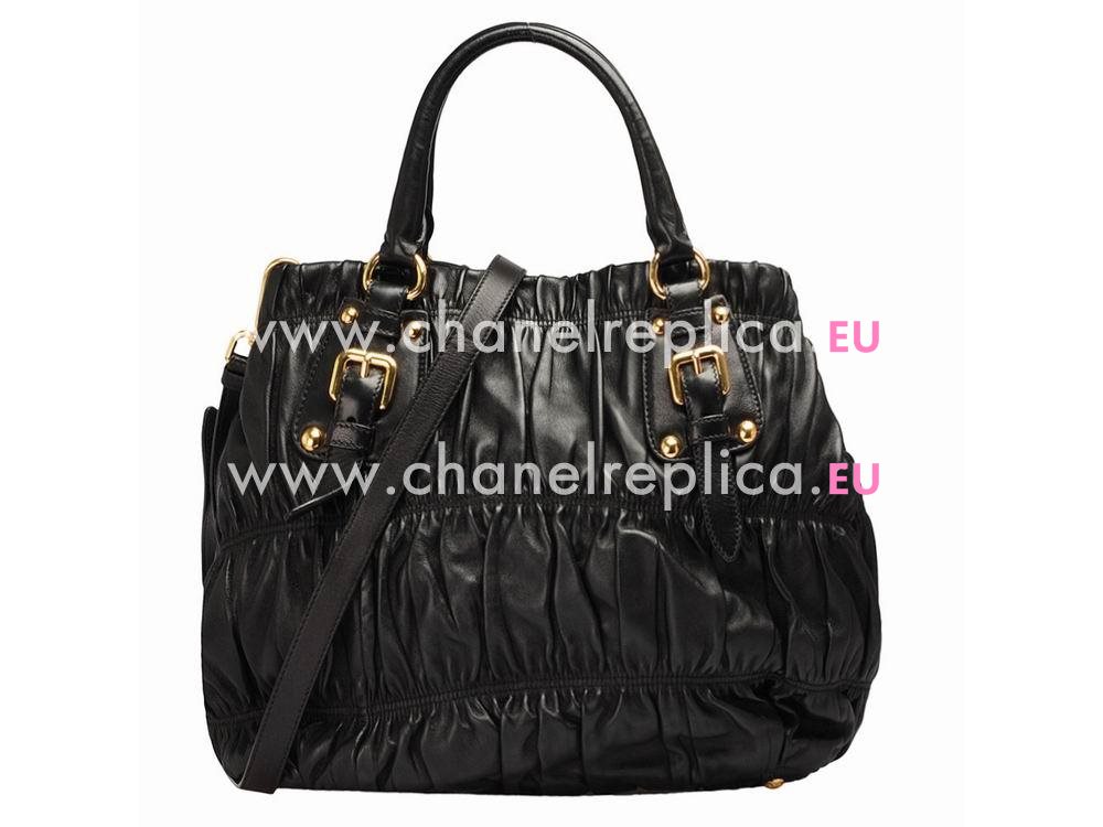 Prada Nappa Tessuto Gaufre Large Bag In Black PR531810