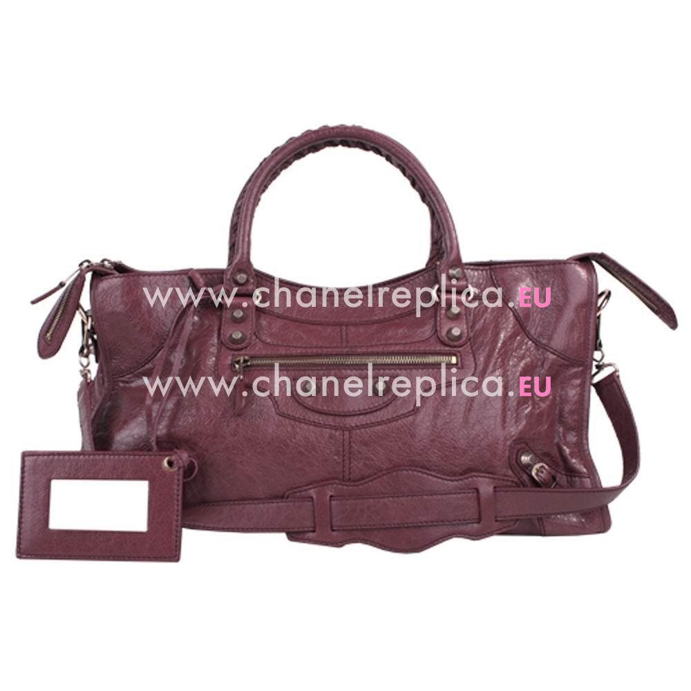 Balenciage Part Time Calfskin RoseGold hardware Bag Purple Red B2055078