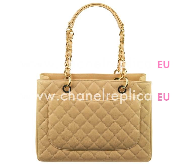 Chanel Apricot Caviar Grand Shopper Tote Bag Gold Chain A50995BG