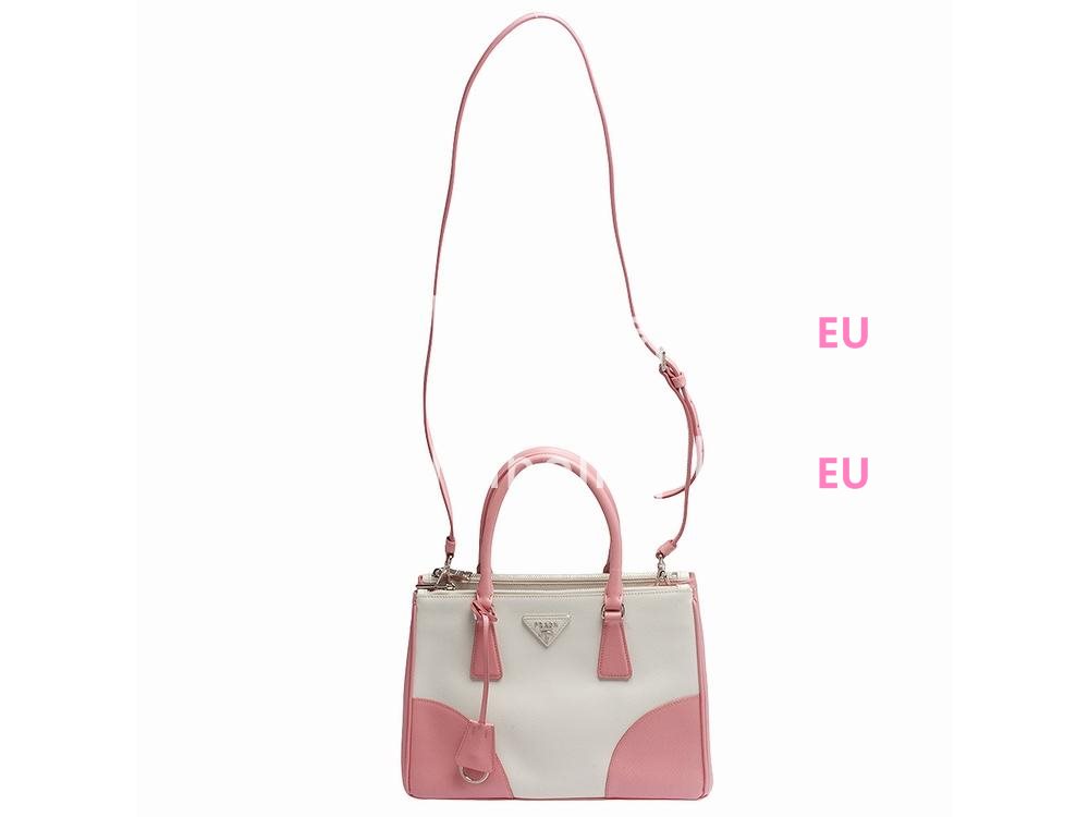 Prada Saffiano Lux Scratch Resistant Calfskin Handbag White/Pink P46697